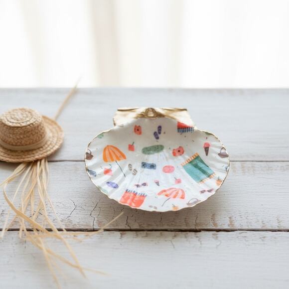 Handmade Other - Beach Trinket Dish, Coastal Scallop Shell Ring Dish, Summer Gift for Her